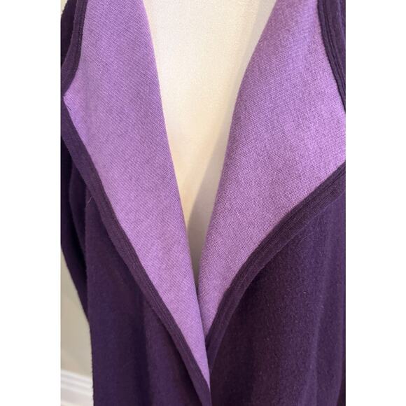Lambswool Doubleface Cape Jacket Shacket Open Cardigan Purple Size XL - Picture 2 of 6